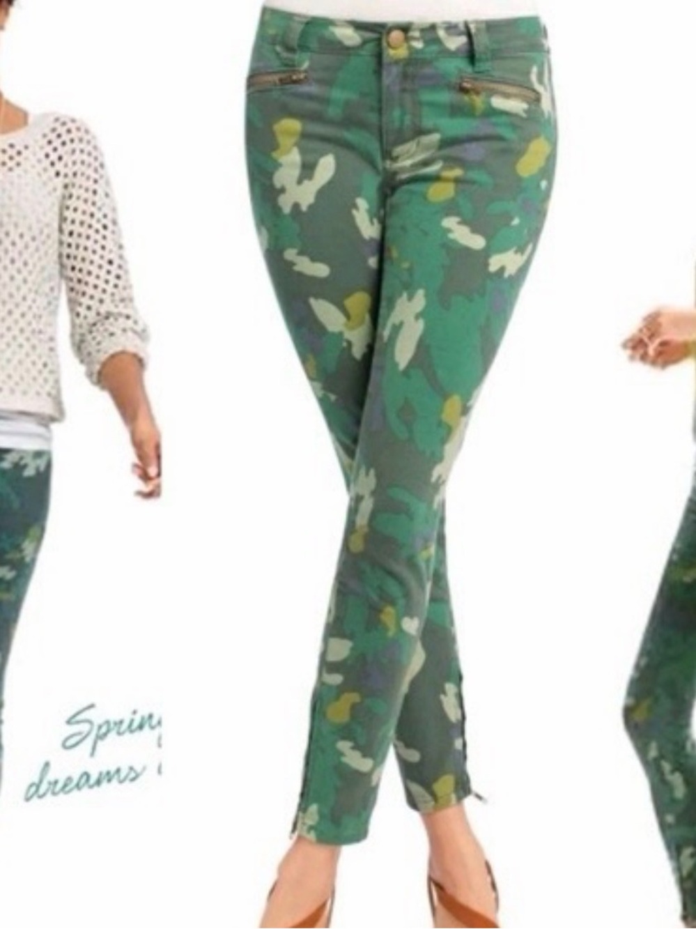 CAbi Skinny Jeans in Green, Olive and Navy Camo
